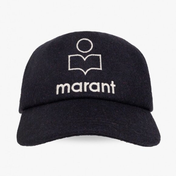 Isabel Marant Wool Tyron Cap Hat Midnight Blue Curved Brim  Embroidered Logo - Picture 1 of 11